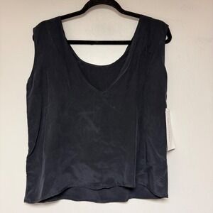 Elizabeth Suzann Silk Tank Top Women Size S Black Like New Georgia V-Neck